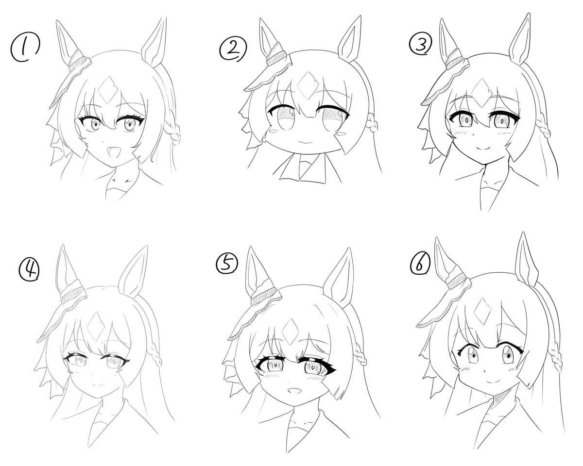 とりあえず6名分。
ひとの絵柄模写するの楽しいっすね。 