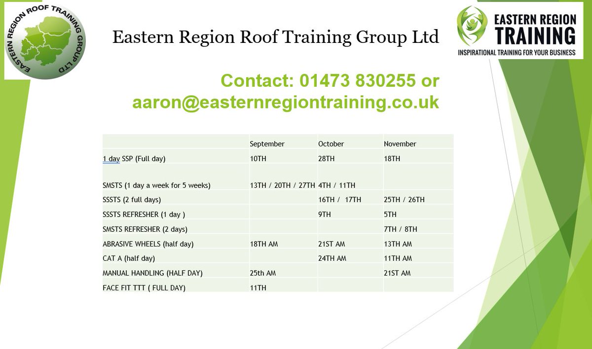 ERTG upcoming commercial courses:
click here to book :easternregiontraining.co.uk/.../health-and…