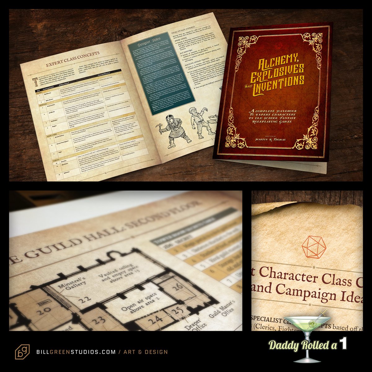 Lebillski's tweet photo. 4 yrs, 2 nerds, 37 drafts! In 2020, my buddy @daddyrolleda1 (RPG Guru!) asked me to design his new D&amp;D book "Alchemy, Explosives &amp; Inventions!"  It's finally here! Check out his Kickstarter &amp; let's roll! #DnD #RPG #Kickstarter #OldSchoolEssentials https://t.co/kwIjiQldAP