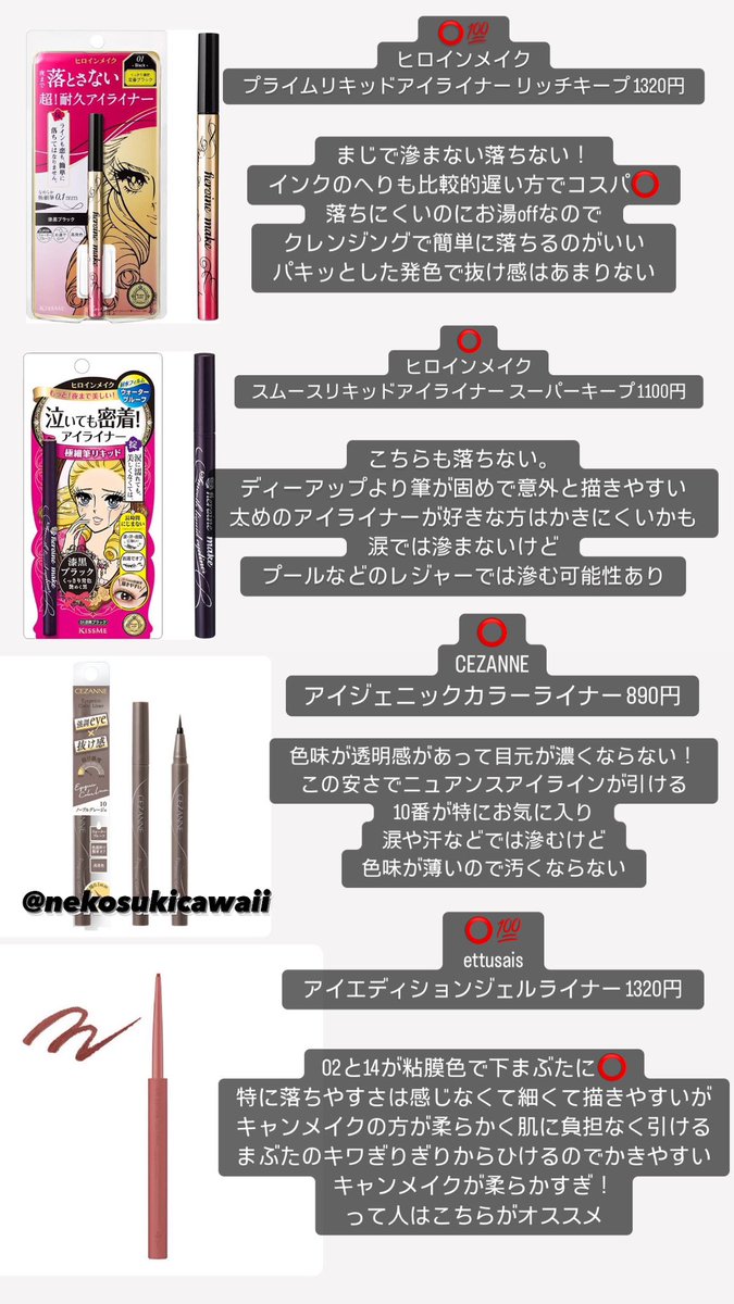 nekosukicawaii's tweet photo. 大量アイライナーレビュー プチプラ編①
個人の感想です。 https://t.co/qg5igNJAIN