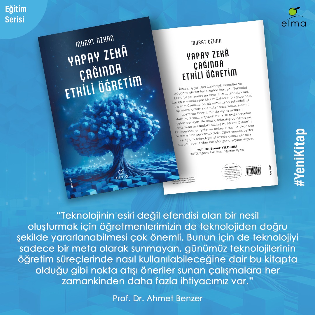 #YeniKitap | Yazar Murat Özkan kitabında, teknolojinin öğretme biçimlerine doğru şekilde entegre edilip anlamlı bir bütünlük sağlanması ve yüzlerce yıldır süregelen, bilgi aktarıcı olarak konumlanan öğretmen anlayışının,