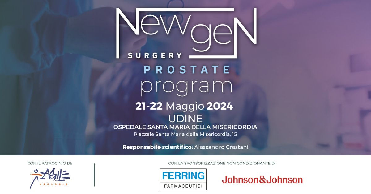 Over (@overeventi) on Twitter photo Domani 21 e 22 maggio a Udine 📍New Gen Prostate Program Un evento dedicato agli #urologi con Responsabile Scientifico Dott. Alessandro Crestani.
<a href="/AlessandroCres/">Alessandro Crestani</a>
Iscrizioni: overgroup.eu/evento/new-gen… Domani 21 e 22 maggio a Udine 📍New Gen Prostate Program Un evento dedicato agli #urologi con Responsabile Scientifico Dott. Alessandro Crestani.
<a href="/AlessandroCres/">Alessandro Crestani</a>
Iscrizioni: overgroup.eu/evento/new-gen…