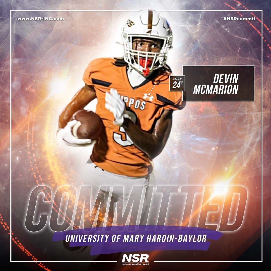 🚨#CommitmentAlert🚨 Congrats to #NSRfootball @DevinMcMarion3x 🎓: 2024 🌎: Hutto, Texas 🏫: Hutto High School ✅: to @UMHB!👍🏈 👤: Greg Smith 🖥: buff.ly/3QOZpkY #NSRcommit #DevinMcMarionNSR