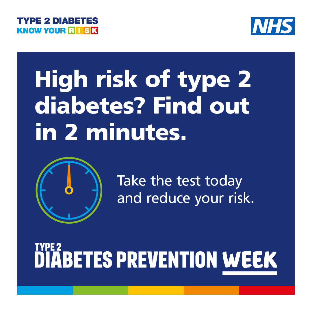 It's the start of #Type2DiabetesPreventionWeek! Type 2 diabetes can lead to serious health complications if left untreated. Finding out your risk only takes a few minutes using the @DiabetesUK risk tool. Check your risk today- riskscore.diabetes.org.uk