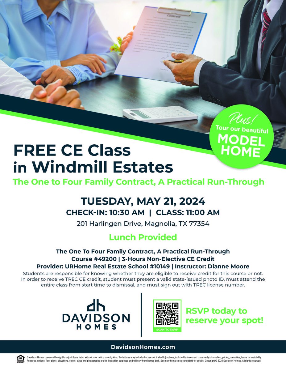 diannemoore's tweet photo. LAST DAY to register to attend the Contracts class tomorrow, held FOR FREE, and WITH LUNCH!! Please register TODAY by scanning the QR Code in the flyer attached! See you tomorrow!! 😘 https://t.co/XyV1ItdQv2