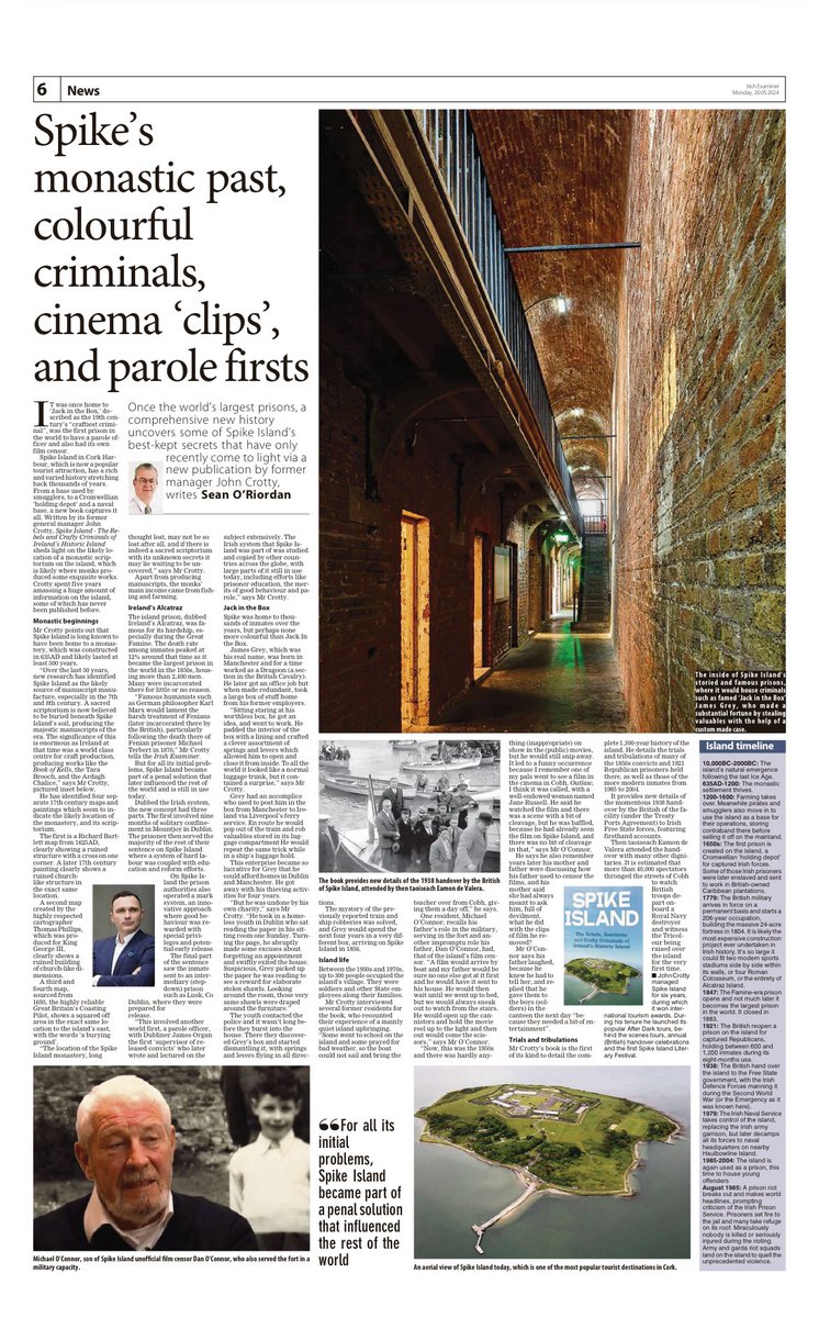 Thanks to the Examiner for covering the launch and stories from ‘Spike Island’ Pick up today’s copy to read stories of rebels, residents and crafty criminals #Cork #history