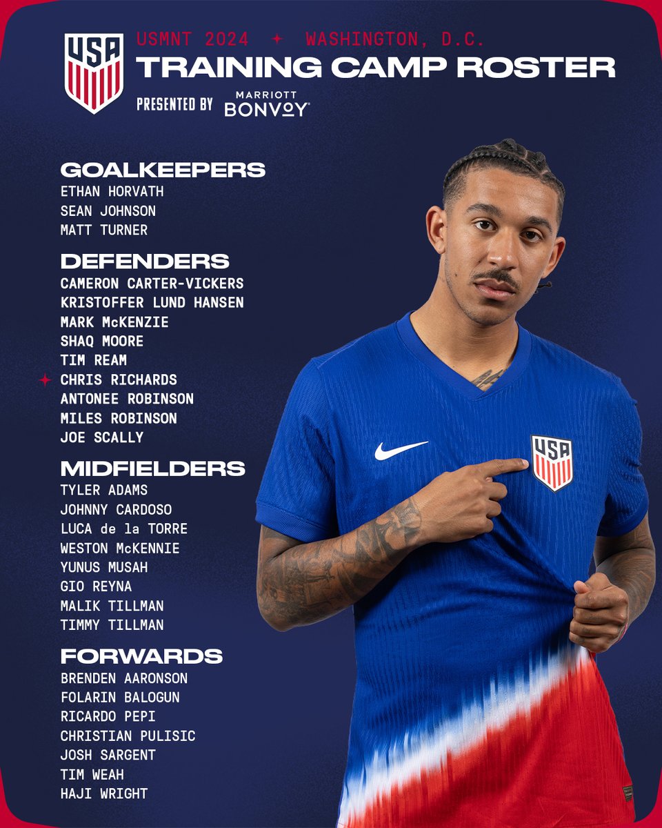 The roster to start a busy summer stateside, presented by <a href="/MarriottBonvoy/">Marriott Bonvoy</a> 🇺🇸

Full Details » ussoc.cr/MNTJune24