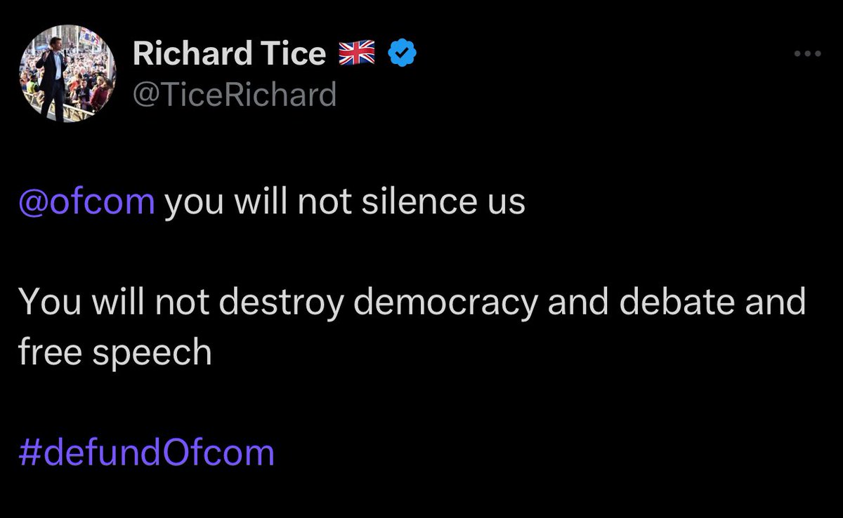 Richard Tice is crying 😭

Narrator: Ofcom are funded independently by industry and not by taxation