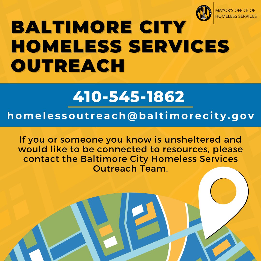 If you or someone you know is concerned about a neighbor sleeping in a place not meant for human habitation, please call the Baltimore City Outreach Team at 410-545-1862, email HomelessOutreach@baltimorecity.gov, or submit a ticket through <a href="/BALT311_/">BALTIMORE CITY 311</a> .