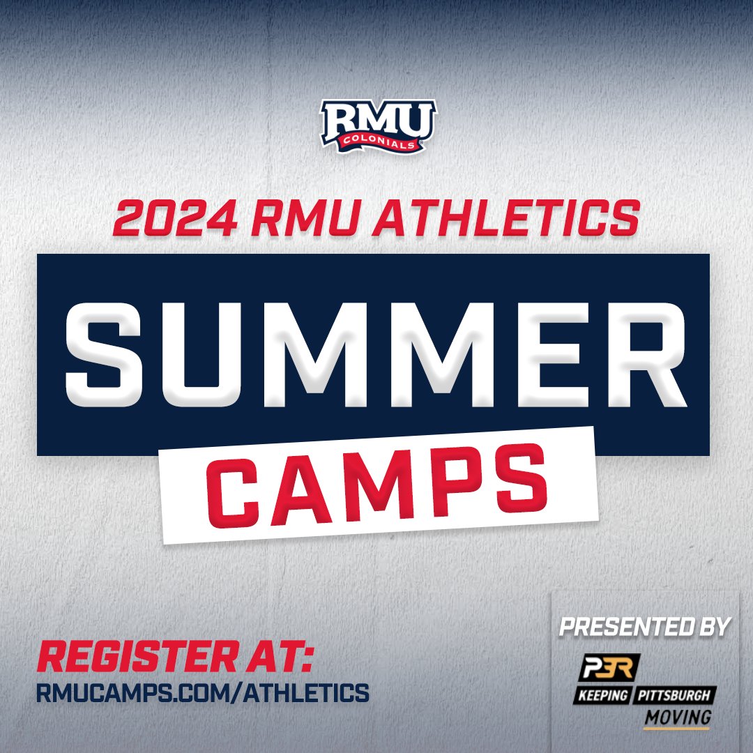 Have you signed your kids up for our RMU Athletics Summer Camps, Presented By @P3RmovesPGH? Basketball, Football, Lacrosse, Soccer, Softball, Track & Field, and Volleyball all have spots currently available, but they are filling up fast! Additional sports registrations are