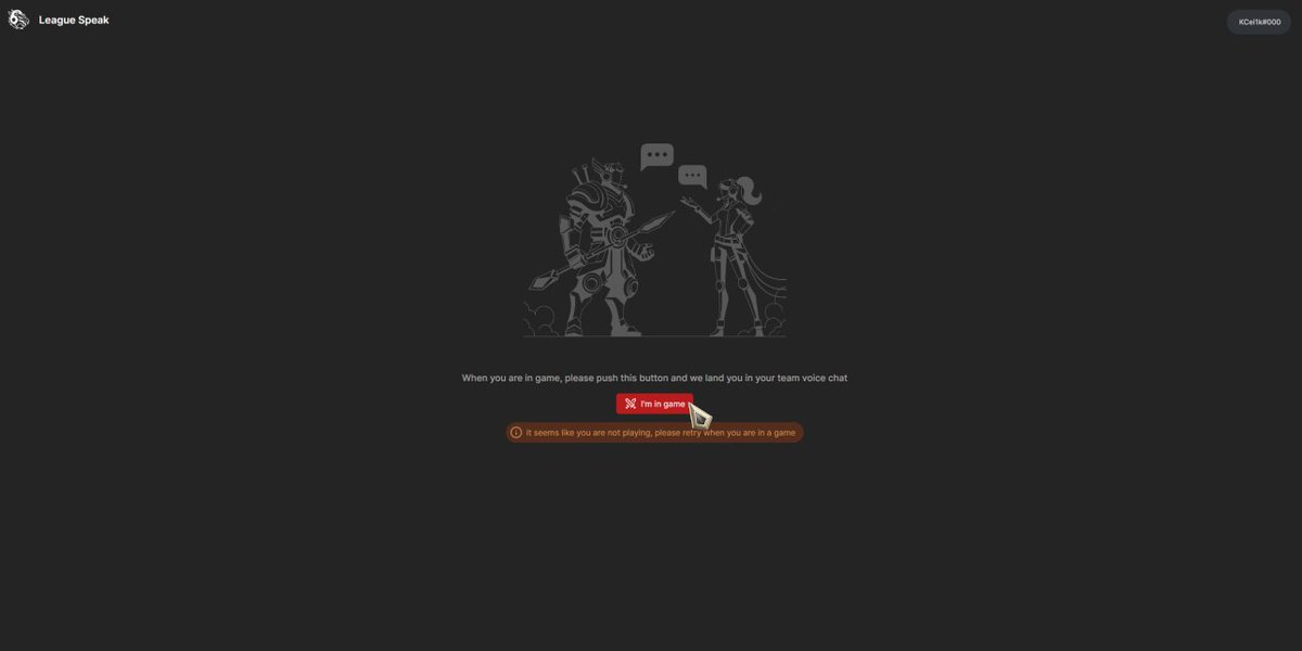 leaguespeaklol's tweet photo. If you are not, 

You will have to click on the "I'm In Game" button when your game loading screen has started to join the voice chat lobby 🎙️

4/5 https://t.co/5bRFS2EkZL
