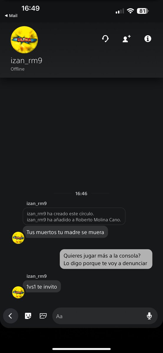 Le voy ganando en el clasificatorio de Fut 7-1 y me pone este mensaje en privado!! El chico ha sido bloqueado, pero espero que tomen medidas <a href="/PlayStation/">PlayStation</a> <a href="/PSPlusES/">PlayStation Plus España</a> <a href="/PlayStationES/">PlayStation España</a> <a href="/PlayStationEU/">PlayStation Europe</a>