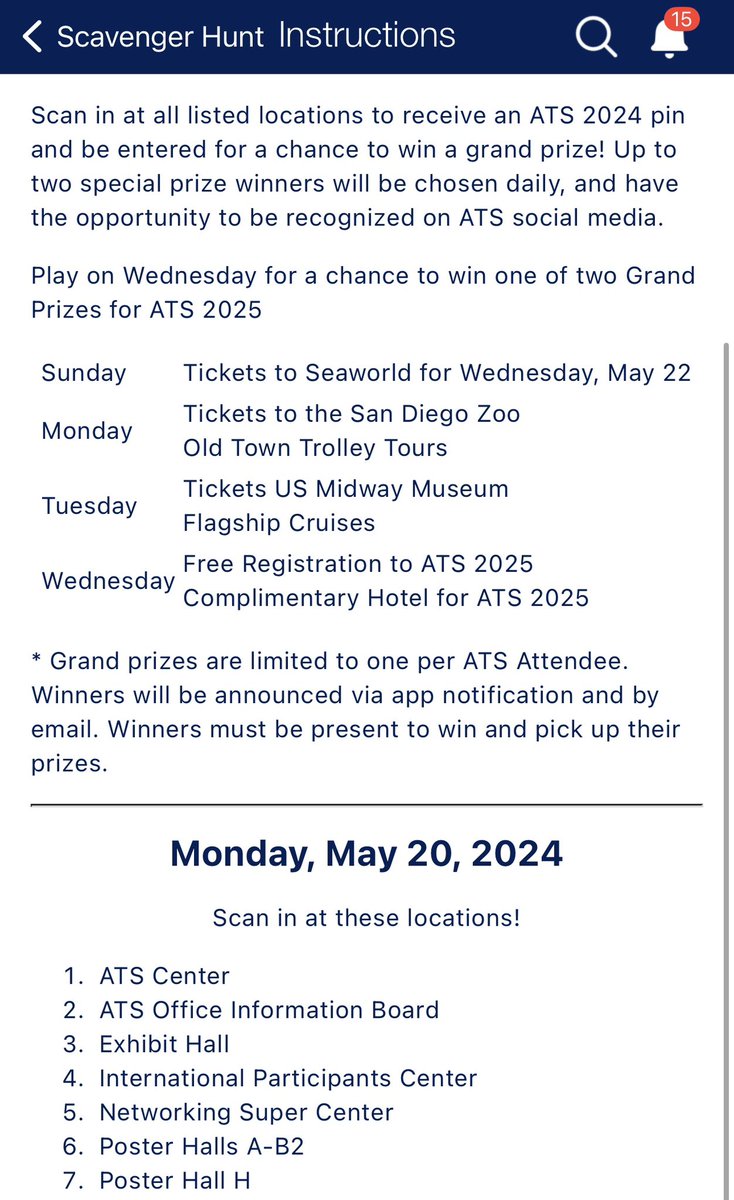Participate in the Scavenger Hunt on the ATS app to win amazing prizes! #ATS2024 #APSR #SanDiego