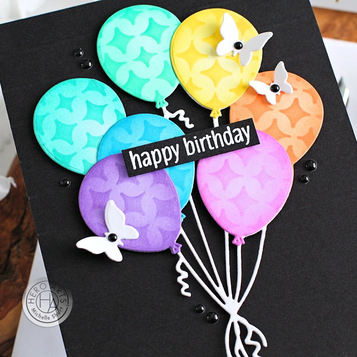 What brings a burst of joy to any celebratory card? Balloons, of course! 🎈🎉 Today Michelle shares a video showing how to add detail to our Balloon Bunch Fancy Dies with ink blending and the Sparkle Weave Stencil: heroarts.com/blogs/hero-art…