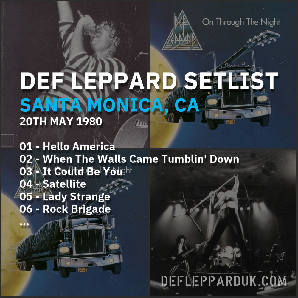 #DefLeppard #Setlist for a show in #SantaMonica CA USA 🇺🇸 44 Years Ago on this day in 1980 01 - Hello America 02 - When The Walls Came Tumblin' Down 03 - It Could Be You... #PeteWillis #SteveClark #nwobm #joeelliott #ricksavage #rickallen deflepparduk.com/1980santamonic…