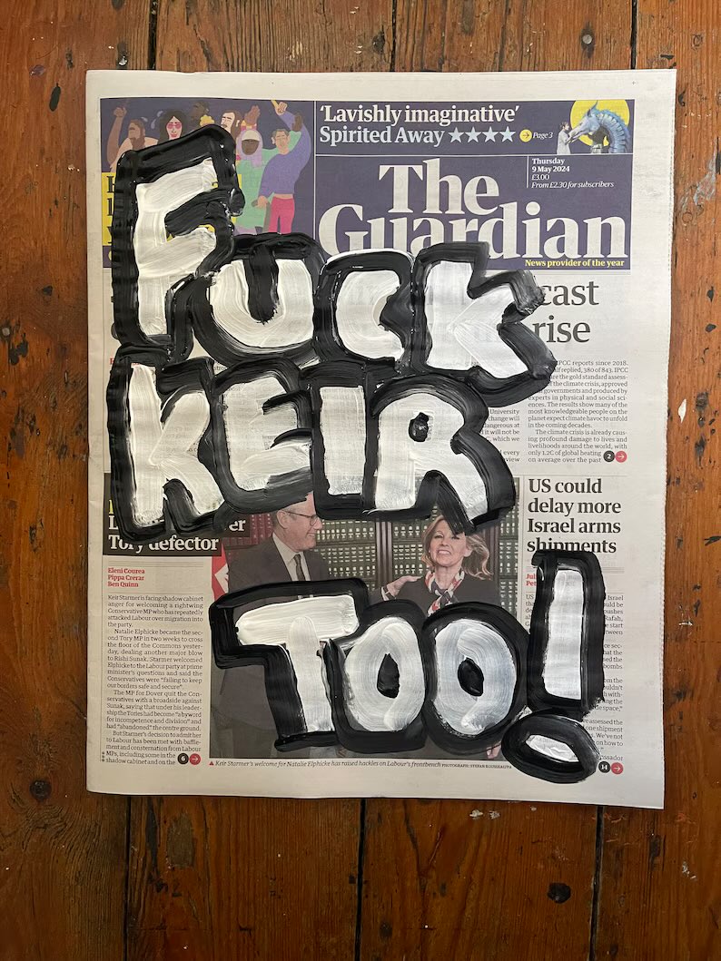 Original signed artwork on newspaper painting history ‘Fuck Keir Too!’ 👉etsy.com/uk/listing/172…