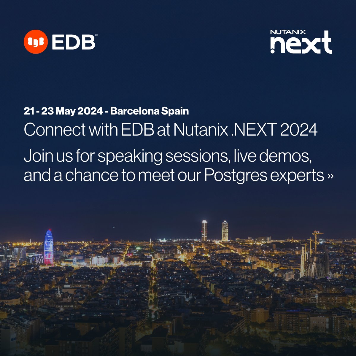 At @EnterpriseDB, we know that #Postgres is the best data platform for enterprises focused on digital transformation. This week at the @nutanix #NEXTConf we're sharing knowledge and insights on how Postgres can support the workloads of the future. bit.ly/3UJ4Lzz