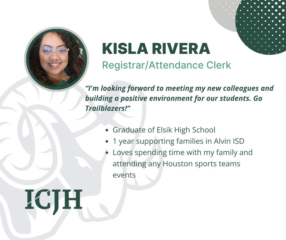 Let's meet the staff at ICJH....