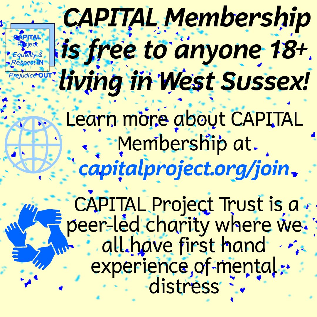 #CAPITALProjectTrust holds monthly meetings for our #WesternLocalityMembers in #BognorRegis. This is a great chance to meet new people and share experience of living with #mentalhealth in #WestSussex and learn new techniques from your #peers. We hope to see you there!