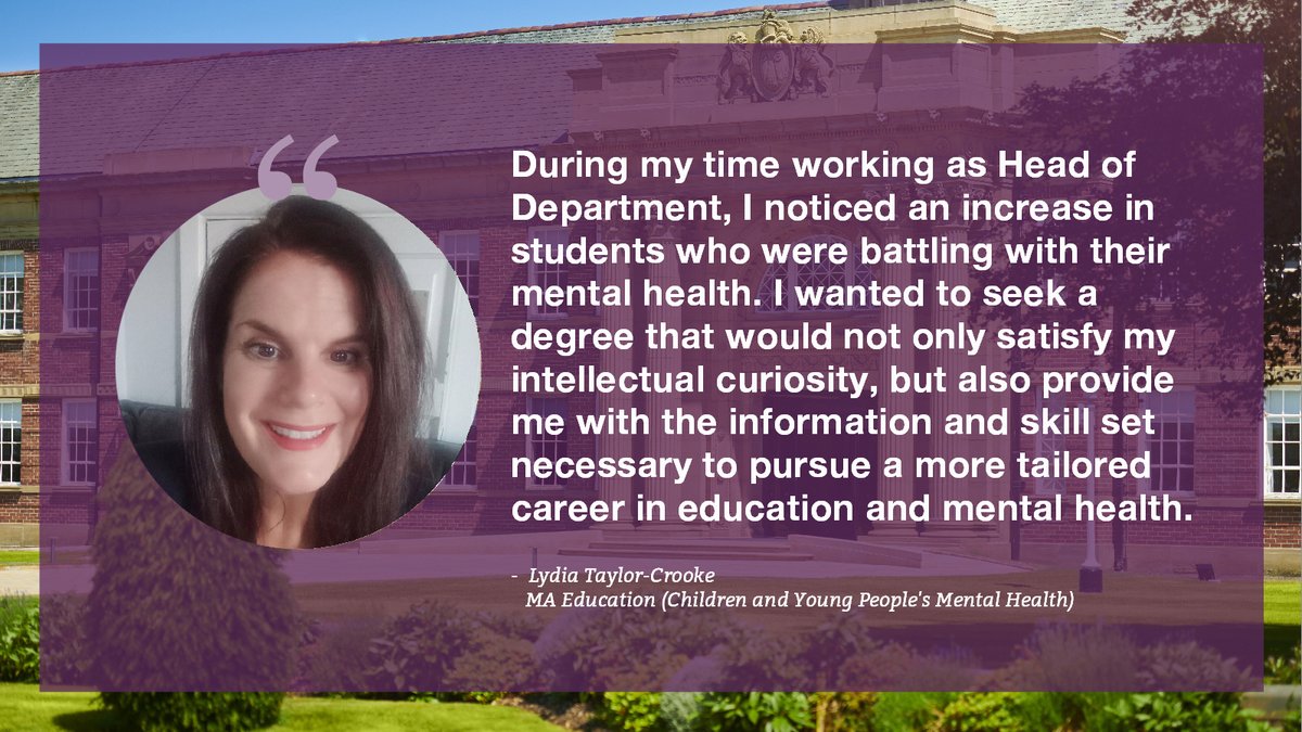Educators - if you're interested in progressing your career within the field of children & young people's mental health, take a look at Lydia's inspiring student profile and discover her journey & achievements on the MA Education (CYPMH) @edgehill 📚⭐️bit.ly/44WlpjS