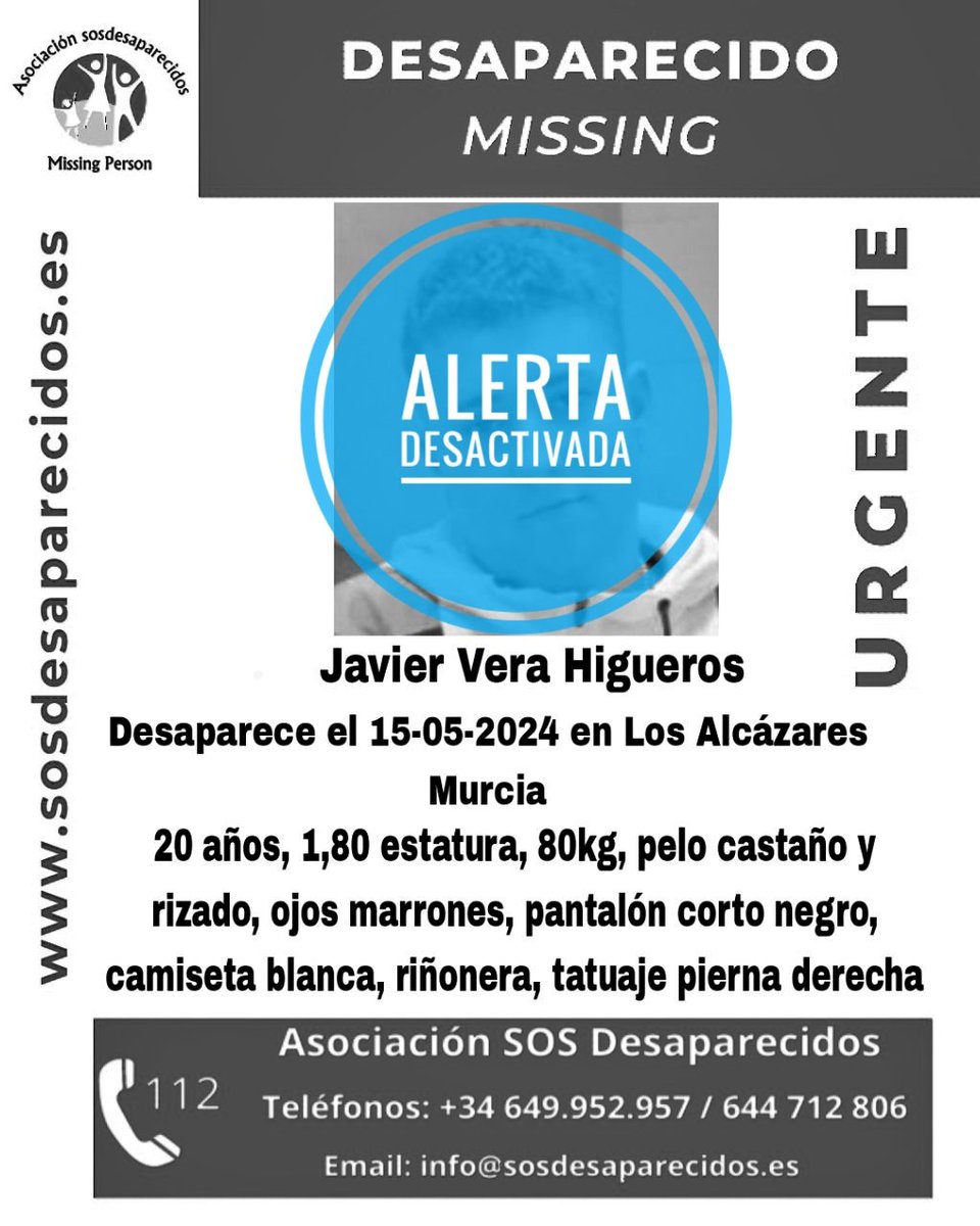 🔕 DESACTIVADA #sosdesaparecidos #Desaparecido #Missing #España #LosAlcázares #Murcia Fuente: sosdesaparecidos Síguenos @sosdesaparecido