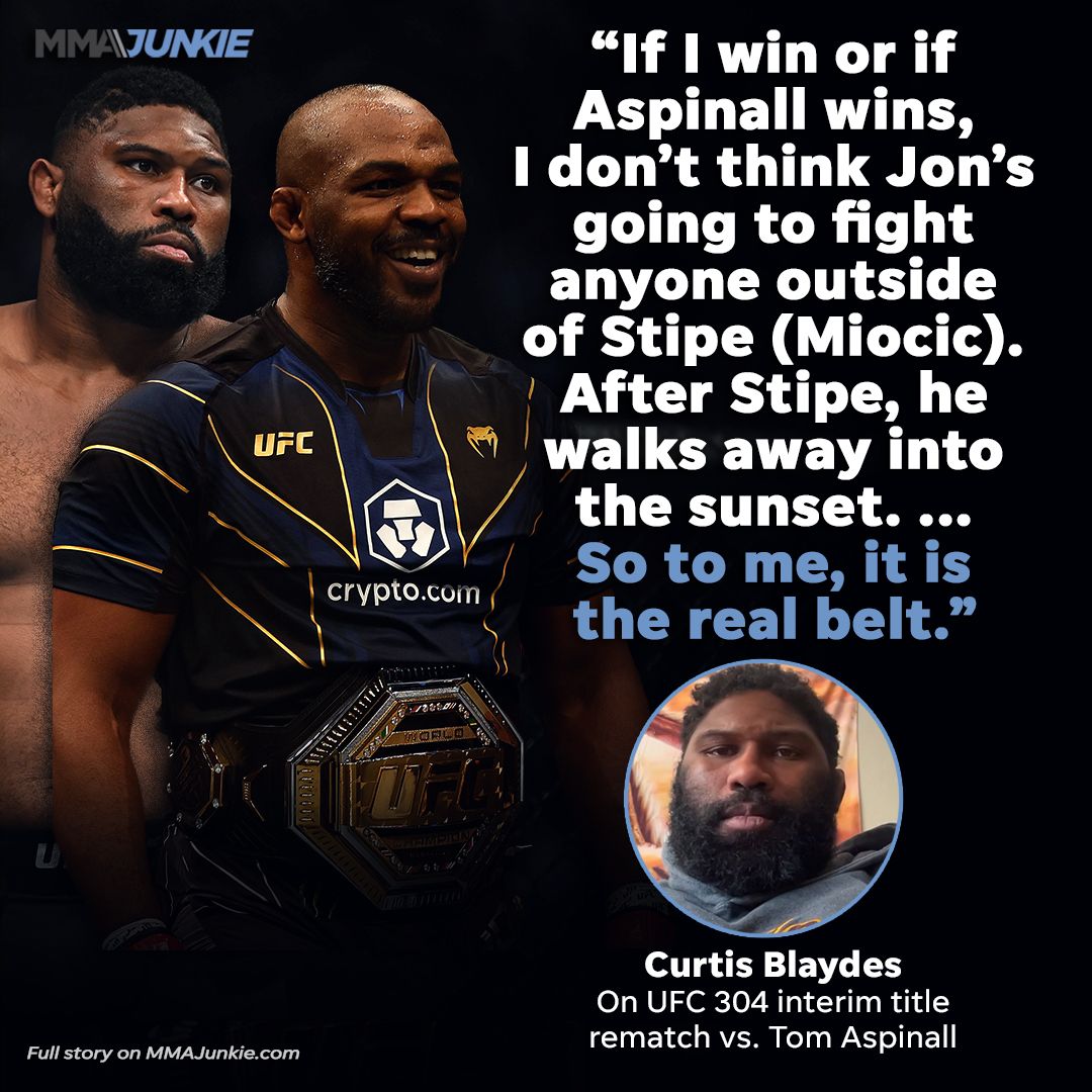 Curtis Blaydes thinks he's fighting Tom Aspinall for the 'real' heavyweight title at #UFC304. Read more: tinyurl.com/BlaydesBelt
