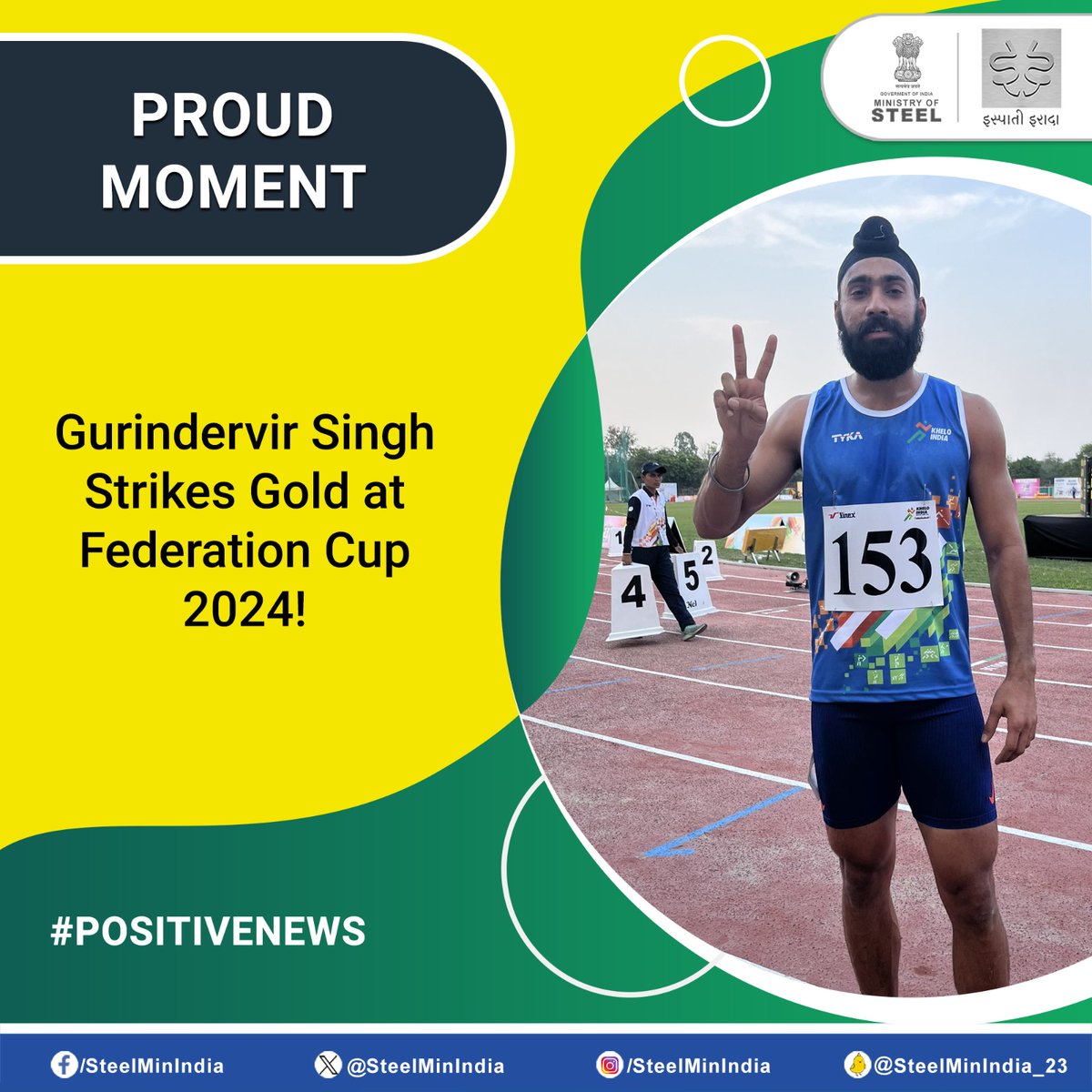 #GurindervirSingh sprints his way to victory at the #FederationCup2024, clinching the coveted #gold🥇in the men's 100m event with a lightning-fast time of 10.35 seconds.🇮🇳 #PositiveNews