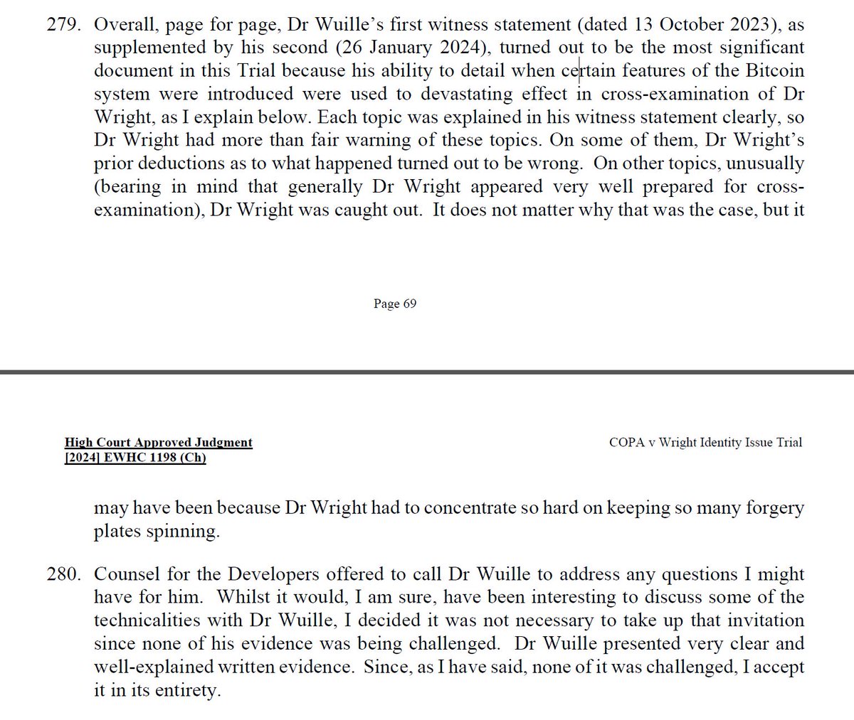 Thanks to @pwuille, whose witness statement was 'the most significant document in this Trial' and 'used to devastating effect'