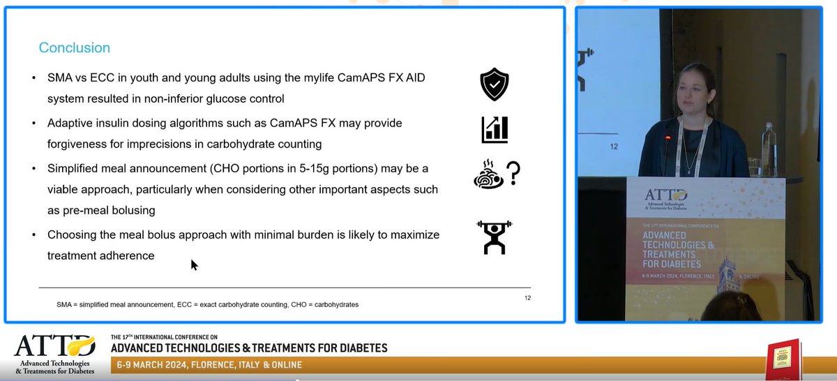 Dr Celine Laesser presented a study comparing carb counting vs  declaring Snack/Small/Medium/Large with preset carb sizes. No significant difference in outcomes and obviously less to think about for the PWD. #ATTD2024 #dedoc