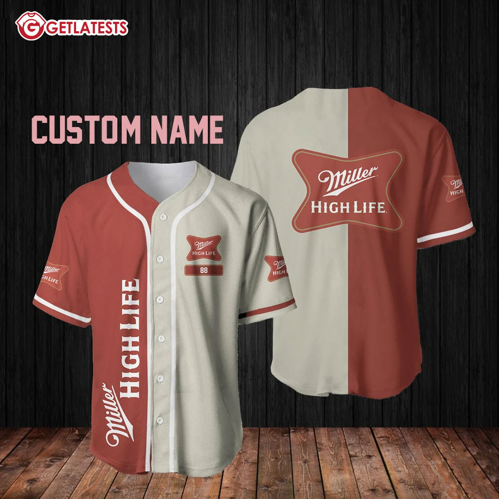 Miller High Life Custom Name Baseball Jersey #MillerHighLife #Getlatests getlatests.com/product/miller…