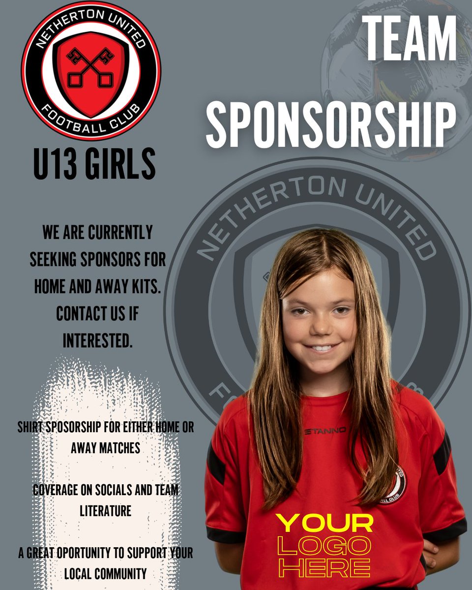 NUFCWomenGirls's tweet photo. 🏆 Exciting Opportunity! 🏆 The Netherton U13 Girls are looking for a shirt sponsor for the next 2 seasons! 🌟 Support our talented team and gain great exposure for your business. Contact Martin at 07568966020. Let’s make the next seasons memorable! 💪⚽️ #SponsorshipOpportunity https://t.co/4odhK9Gdo6
