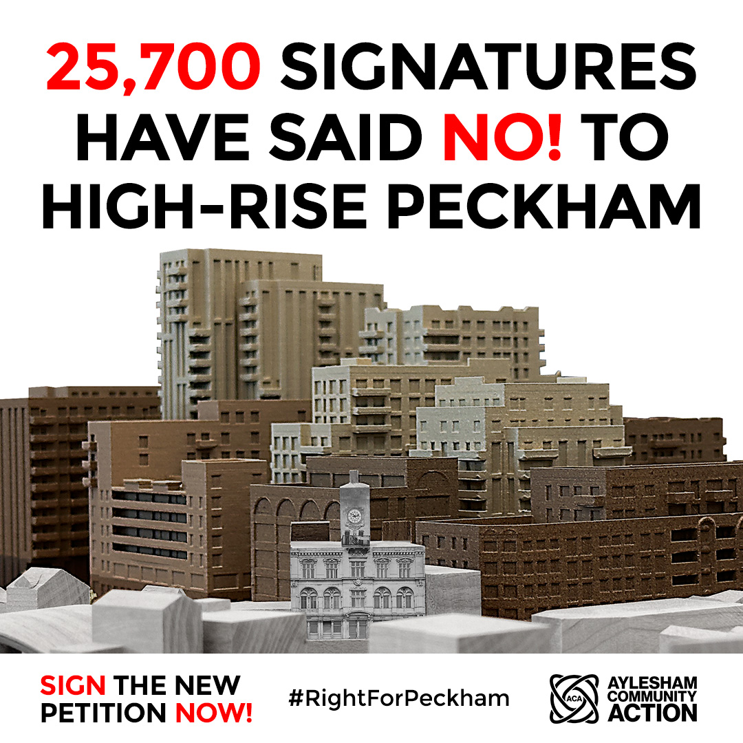 Campaigns since 2015 have gathered a total of over 25,700 signatures to challenge the horrendous overdevelopment of the Aylesham site in #Peckham town centre. Even if you've signed a previous petition, please sign the LATEST petition 🔽
 linktr.ee/acapeckham #RightForPeckham