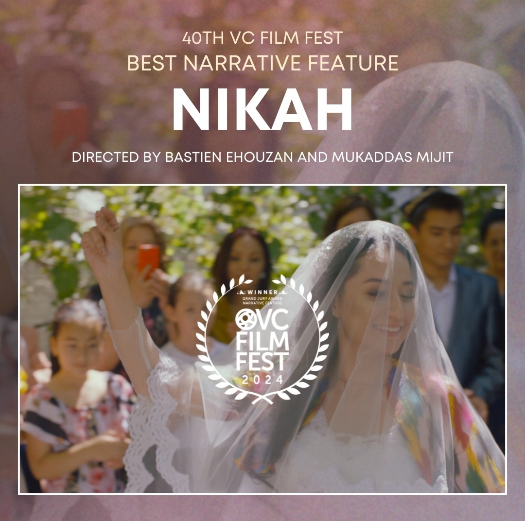 Great news! 'Nikah' 🎬 won the GRAND JURY #AWARD  🏆 for Best Narrative Feature at the 40th @VCFilmFestival: festival.vcmedia.org/2024/2024/05/1… 
Proud to have the co-director Mukaddas Mijit on the #RemoteXuar team! 👏 
#DocumentaryFilms #AwardWinningFilm #Nikah