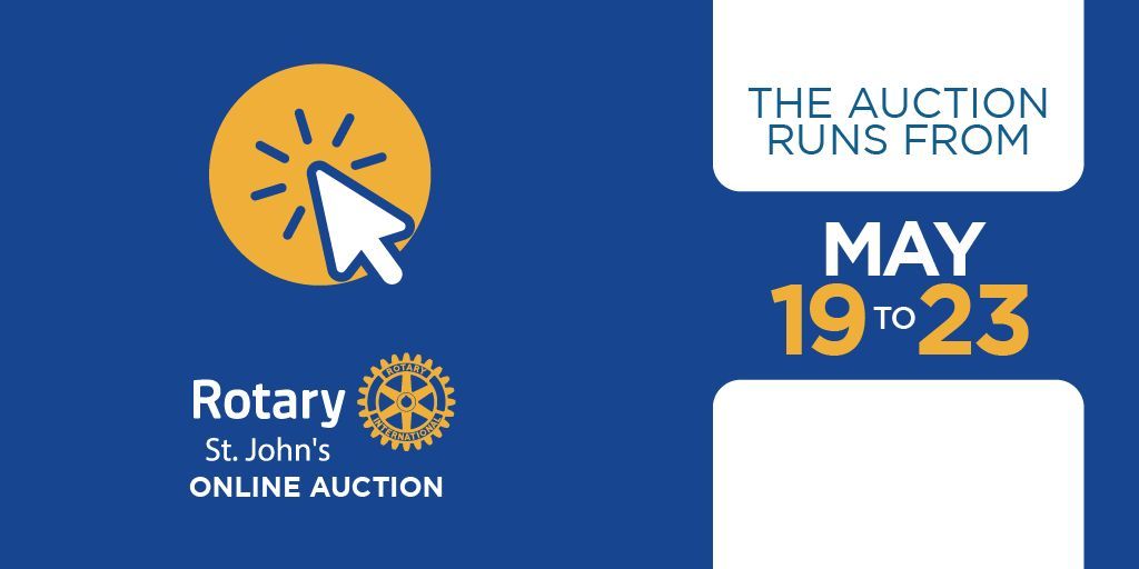 Exciting news! Our Rotary Club of St. John's Online Auction is now open for viewing!

Visit the link below to register for the auction, browse items, start bidding, or donate to our vital cause.

Bidding closes on May 23rd!

buff.ly/3QLkEE7