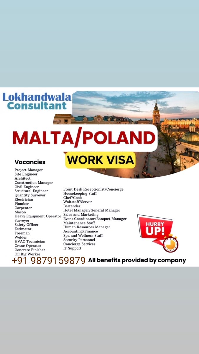 Work Visa
#lokhandwalaconsultant #ahmedabad #malta #poland #workvisa