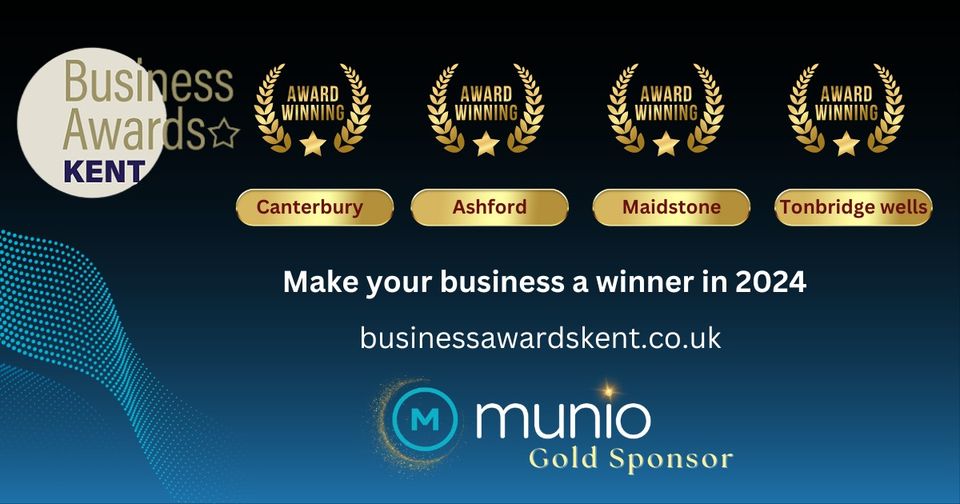 Are you ready to showcase your business excellence and innovation? Entering the Business Awards Kent is your opportunity to shine bright among Kent's finest businesses.
Enter: businessawardskent.co.uk
munio-it.co.uk
#BusinessExcellence #KentBusinessAwards #GoldSponsor