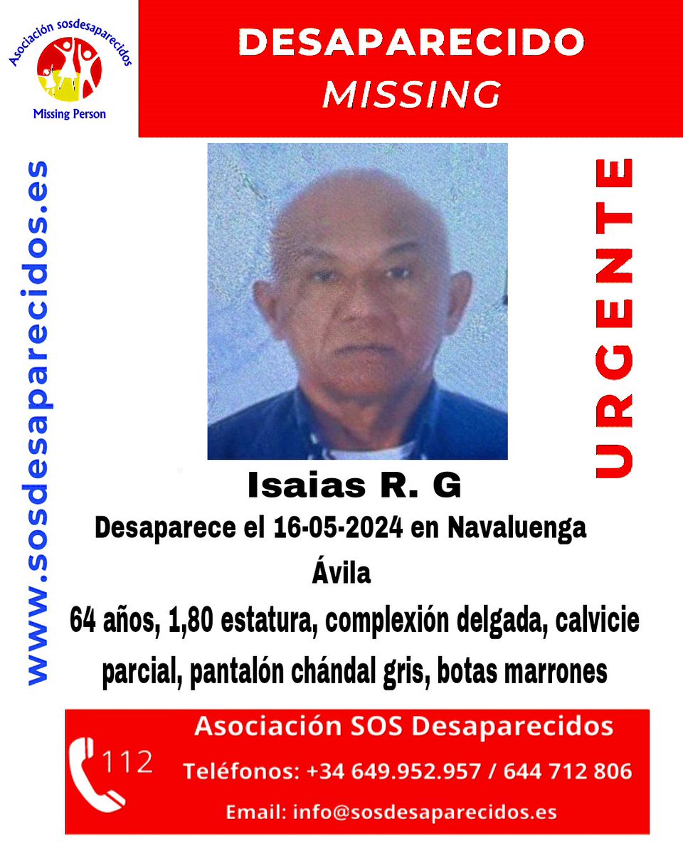🆘 DESAPARECIDO 🟠 Persona Vulnerable #sosdesaparecidos #Desaparecido #Missing #España #Navaluenga #Ávila Síguenos @sosdesaparecido