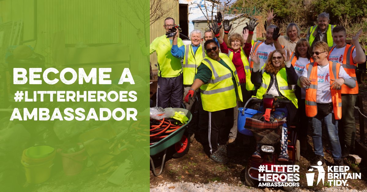 Do you lead a litter-picking group in England? Are you an advocate for the environment? Do you want to be a champion for Keep Britain Tidy’s campaigns? If that sounds like you, apply to become a #LitterHeroes Ambassador today: keepbritaintidy.org/litterheroes-a…