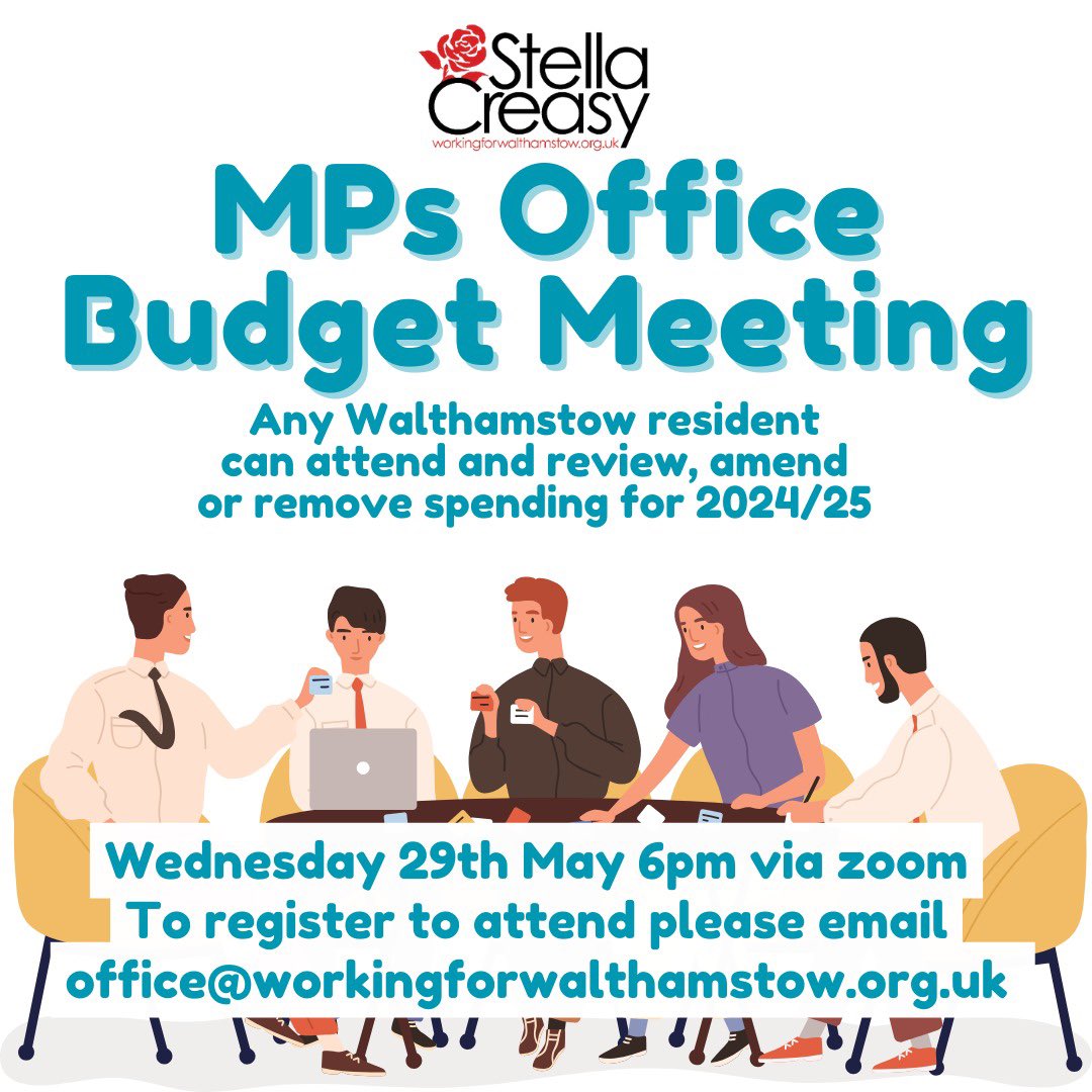 Every year since I was elected in 2010 I have held a meeting for residents to oversee how I spend my MP office budget. Any current resident of Walthamstow of any age is welcome- it’s 29th May at 6pm online. Details here of how to register