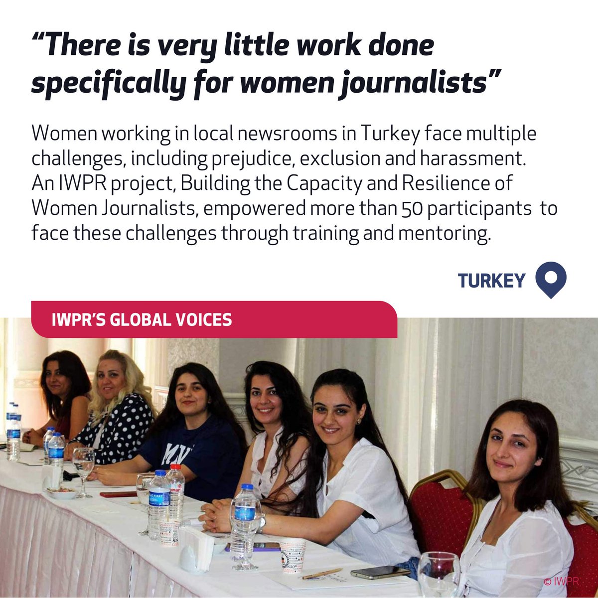 From prejudice to exclusion and harassment, women journalists face many challenges in Turkey. With local partner @insidetrnews, IWPR tackles these challenges by training and mentoring women in newsrooms across the country. iwpr.net/projects/focus…