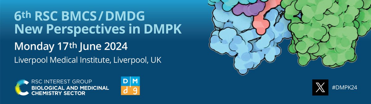 RSC_BMCS's tweet photo. Announcing the 5th speaker for 6th RSC/DMDG New Perspectives in DMPK📢

Andy Pike from @AstraZeneca, with his talk titled "Physicochemical attributes and ADME optimization challenges of oral bifunctional degraders".

Visit the event website here👉 https://t.co/KKOPNwY0LK

#DMPK24 https://t.co/z5DVYkz9WZ