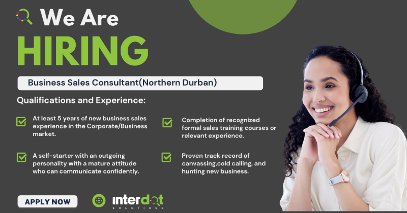Interdot_'s tweet photo. 🚀 We're Hiring! 🚀
✨Join us! ✨ If you're a strategic thinker passionate about driving B2B sales and fostering client relationships, we want you on our team. 💼✨
🎯Send Your CV To:
natasha@interdot.co.za
#JobOpening #BusinessSalesConsultant #HiringNow #InterdotSolutions https://t.co/fgPXS5izGk