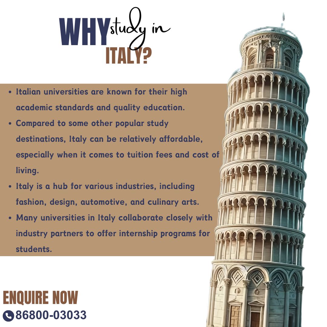 abroadedu333's tweet photo. Why Italy Beckons for Your Academic Journey!
No Tution Fees
With Scholarship
With/Without IELTS
7000 Euro Scholarship
For more information Contact us👇
8428440444 , 842899909
#studyinitaly #freeeducation #noielts #placement #abroadstudy #studyinabroad https://t.co/3HrhxqJXP6