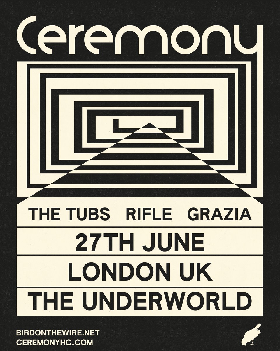 THREE new supports will join the line up with @ceremony at @TheUnderworld in Camden in June! Welcoming @_the_tubs_ + Rifle + Grazia to the show ⬛️ Grab your tickets >> birdonthewire.net/events/ceremon…