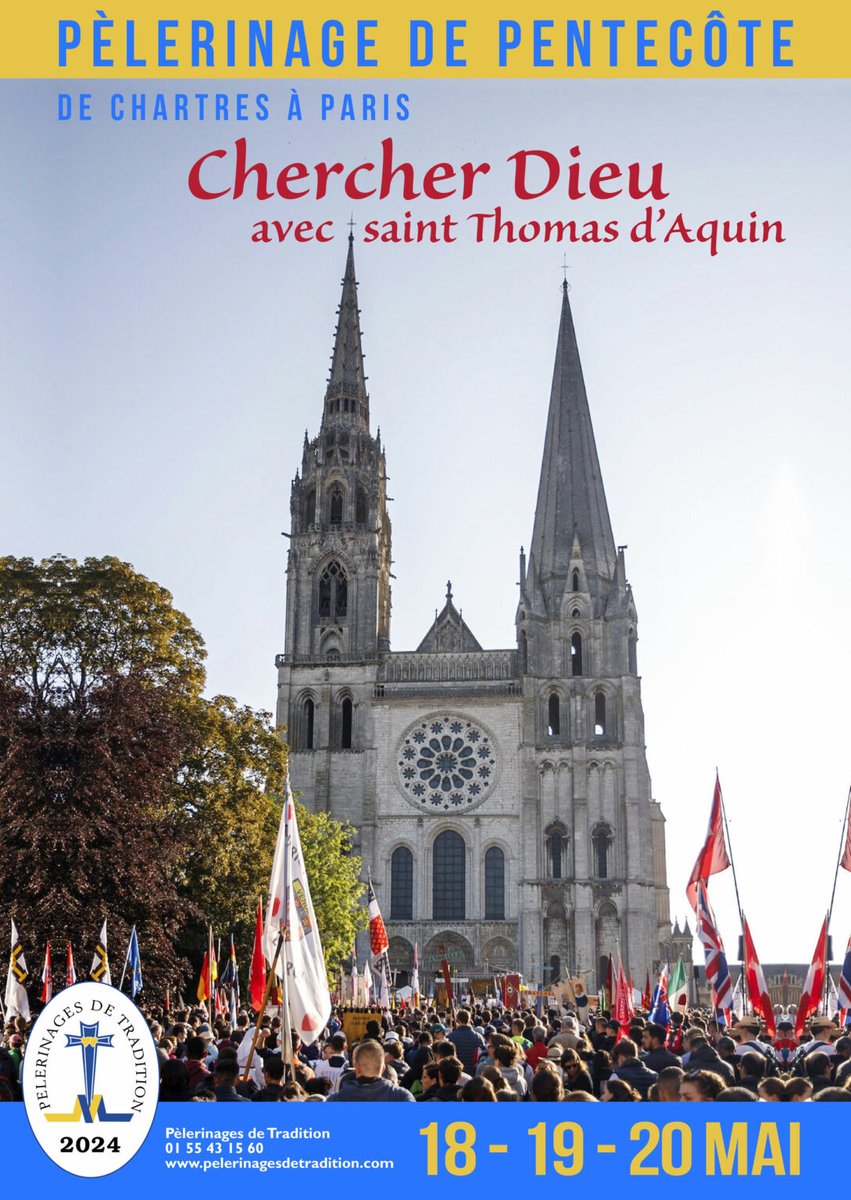 Tout le monde ne le sait pas, mais trois pèlerinages de Chartres avaient lieu pendant la pentecôte. Notre Dame de Chrétienté #NDC2024, le plus grand et le plus connu qui est parti de Paris. Le #PelerinageDeTradition, organisé par la FSSPX, qui lui fait le trajet inverse. Suite👇