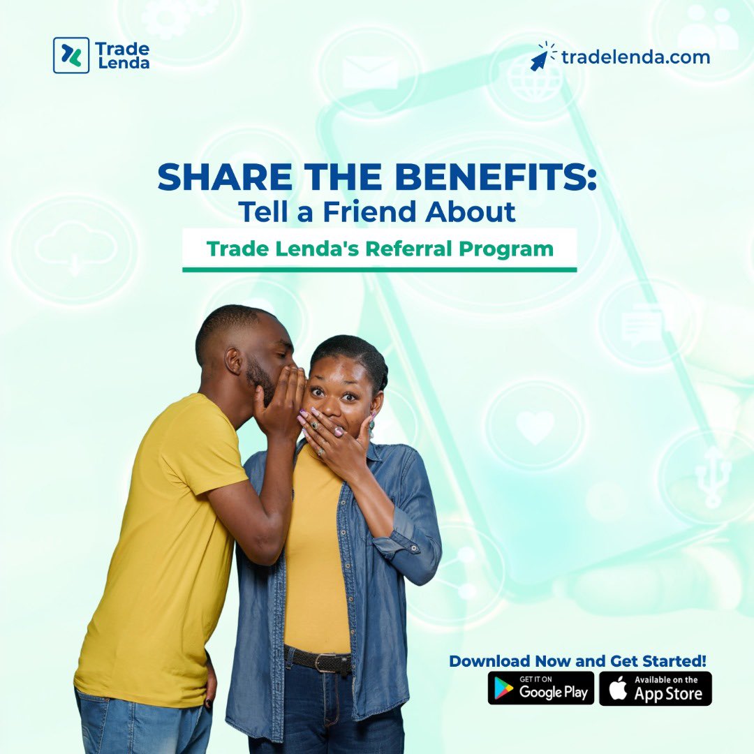 TradeLenda's tweet photo. Trade Lenda's referral initiative lets you and your friends access exclusive advantages. Just refer a friend to Trade Lenda; once they join and complete a transaction, you both receive rewards. 

Learn More!
https://t.co/nCubiB1nNi

#SpreadTheJoy #ReferralPerks #tradelenda https://t.co/WMOGneZdjT