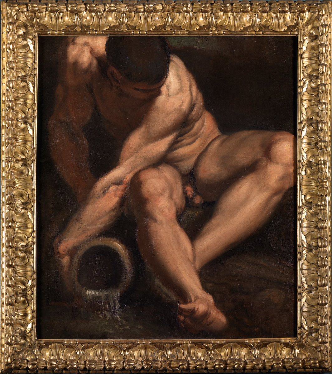 Allegoria fluviale
Annibale Carracci

Esempio delle accademie realizzate dai Carracci, ricorda Michelangelo nella potenza fisica espressa dall’intreccio di braccia e gambe, e l'Annibale del periodo bolognese nel sapore veneto e tizianesco della rapida pennellata impastata di luce