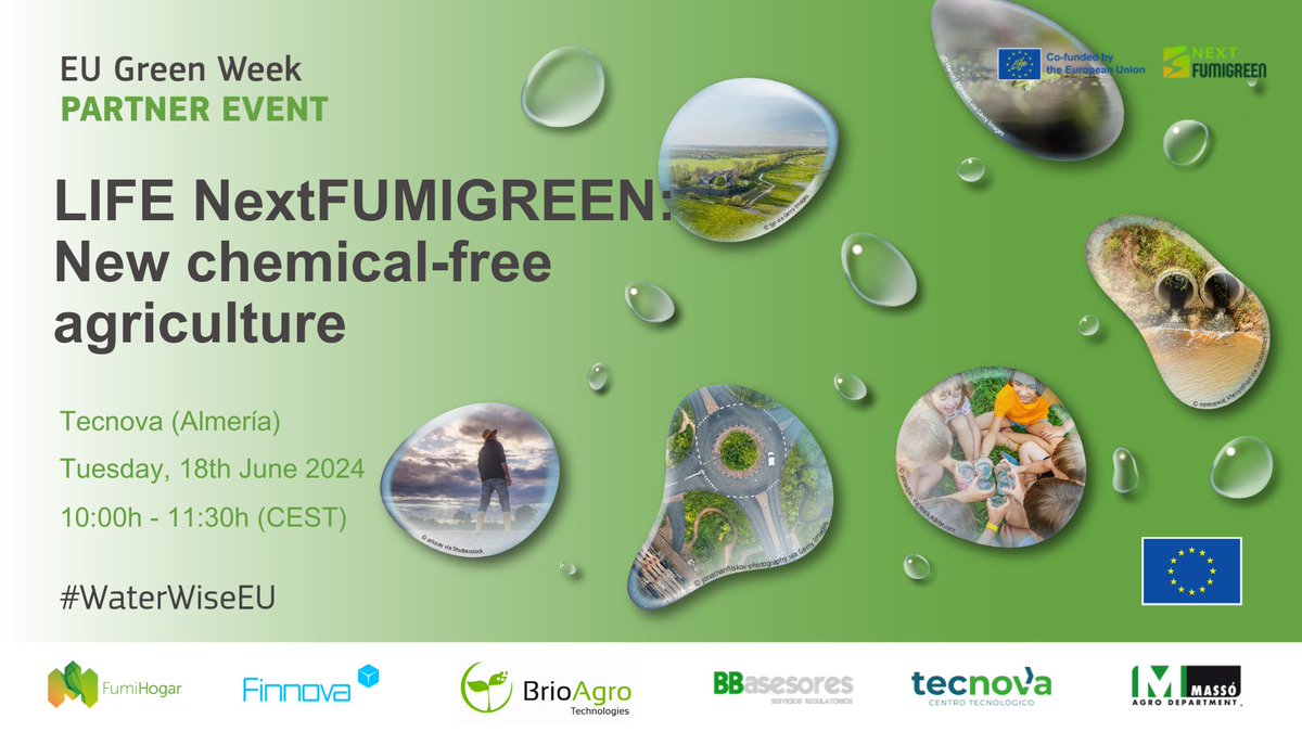 LNextfumigreen's tweet photo. 🌍🌿 Our event at the European Green Week is coming up! On June 18th, from 10:00 a.m. to 11:30 a.m. CEST, join us for the "New Toxic-Free Agriculture" conference in #NextFumigreen. 🌱🇪🇺 More info: https://t.co/UBEyyAWa5K #LIFEAmplifiers #EUGreenDeal #GreenWeek2024 #Finnova https://t.co/4r2k4Xpps7