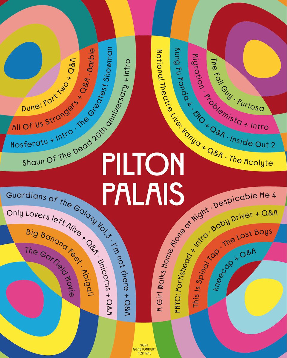 Our wonderful on-site cinema @PiltonPalais is back for Glastonbury 2024 with a star-studded programme of films and Q&As