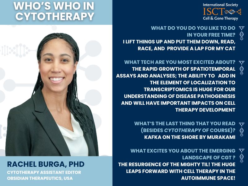 Cytotherapy (@cytotherapy) on Twitter photo Meet our Assistant Editor and the voice of our social media and newsletters <a href="/RachelBurga/">Rachel Burga, PhD</a> #MeetTheTeamMonday Meet our Assistant Editor and the voice of our social media and newsletters <a href="/RachelBurga/">Rachel Burga, PhD</a> #MeetTheTeamMonday
